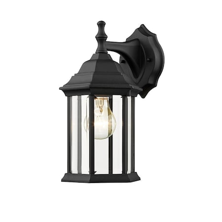 Z-Lite Waterdown 1 Light Outdoor Wall Light, Black & Clear Beveled T21BK